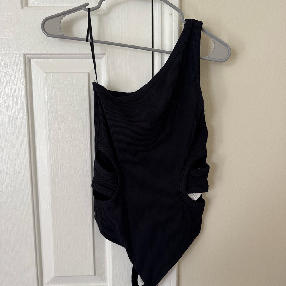 Abercrombie & Fitch Black One-Shoulder Bodysuit